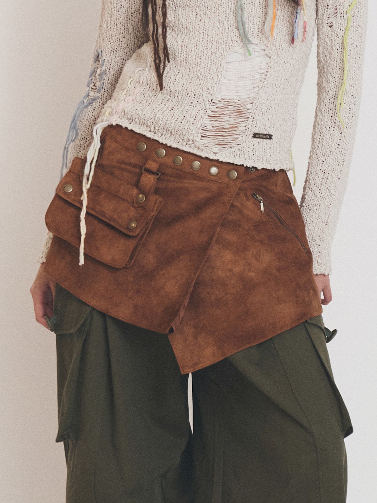 에즈이프 캘리(ASIF CALIE) POCKET BAG WRAP SKIRT CAMEL