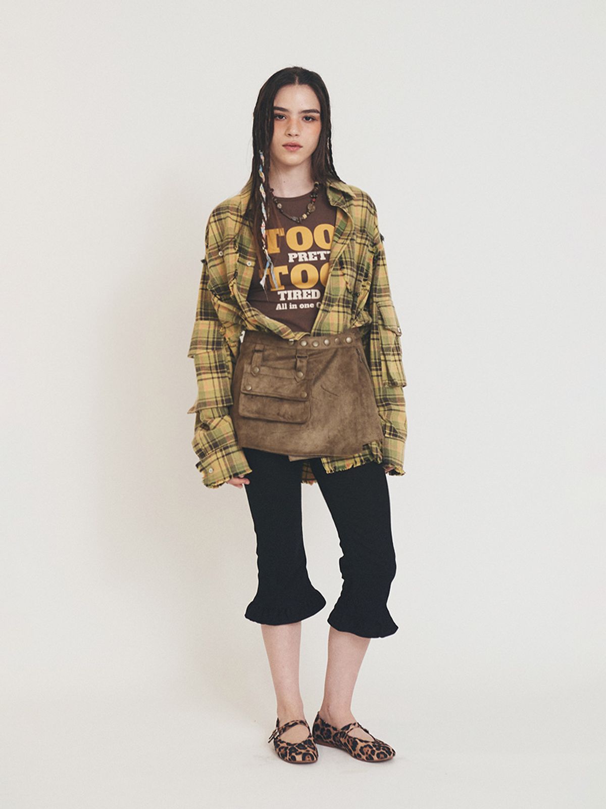 에즈이프 캘리(ASIF CALIE) POCKET BAG WRAP SKIRT KHAKI BEIGE