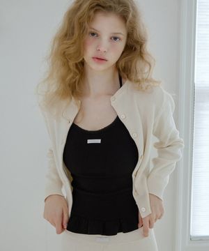 레터즈 프릴 라벨 홀터넥 탑 ( 블랙 )