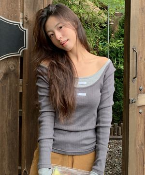 레터즈 투웨이 슬림 티셔츠 ( 챠콜 )