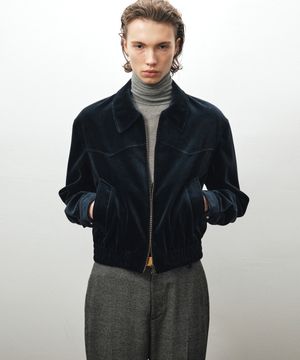 벨벳 웨스턴 크롭 블루종 (네이비)