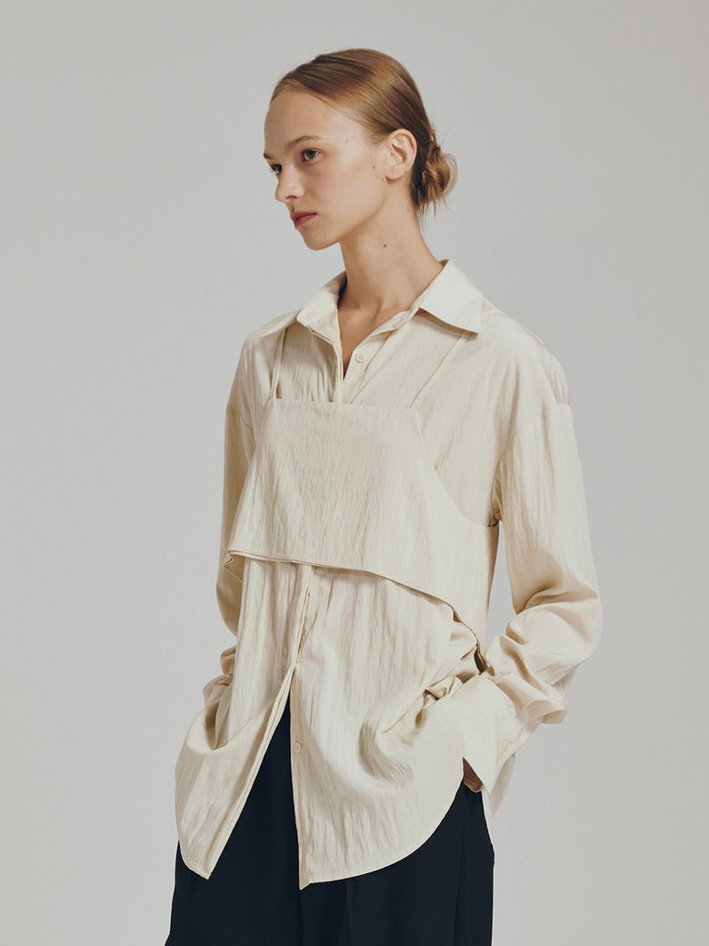 뷔스티에 블라우스 셋트 - 라이트 베이지 / Bustier Blouse Set - Light Beige