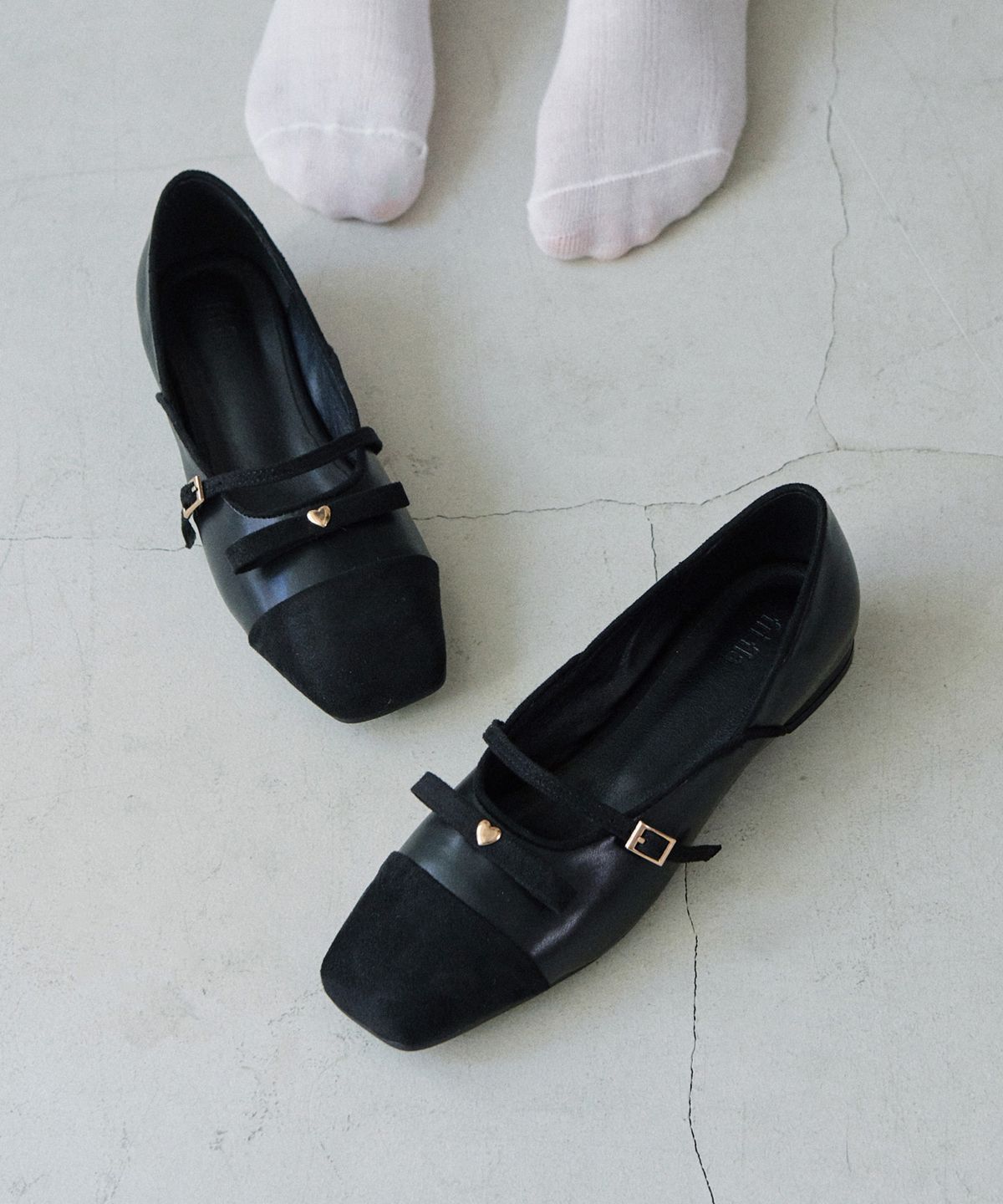 프리플라(FRI FLA) ljh7123 Heart Ribbon Mary Jane Flats