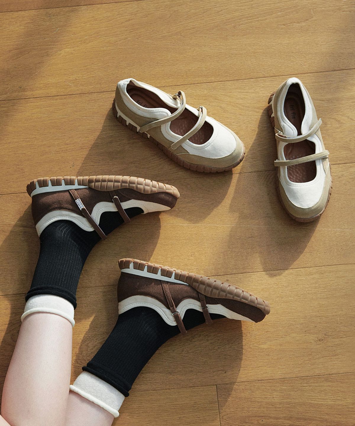 프리플라(FRI FLA) ljh7125 Double Strap Mary Jane Sneakers - 2 Colors