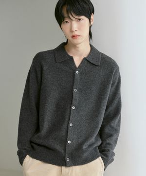 남녀공용 포실니트 카라가디건 [차콜]_ZF4SW093