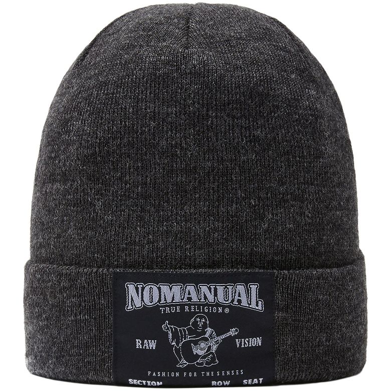 NO RELIGION LOGO PATCH BEANIE - D.GREY