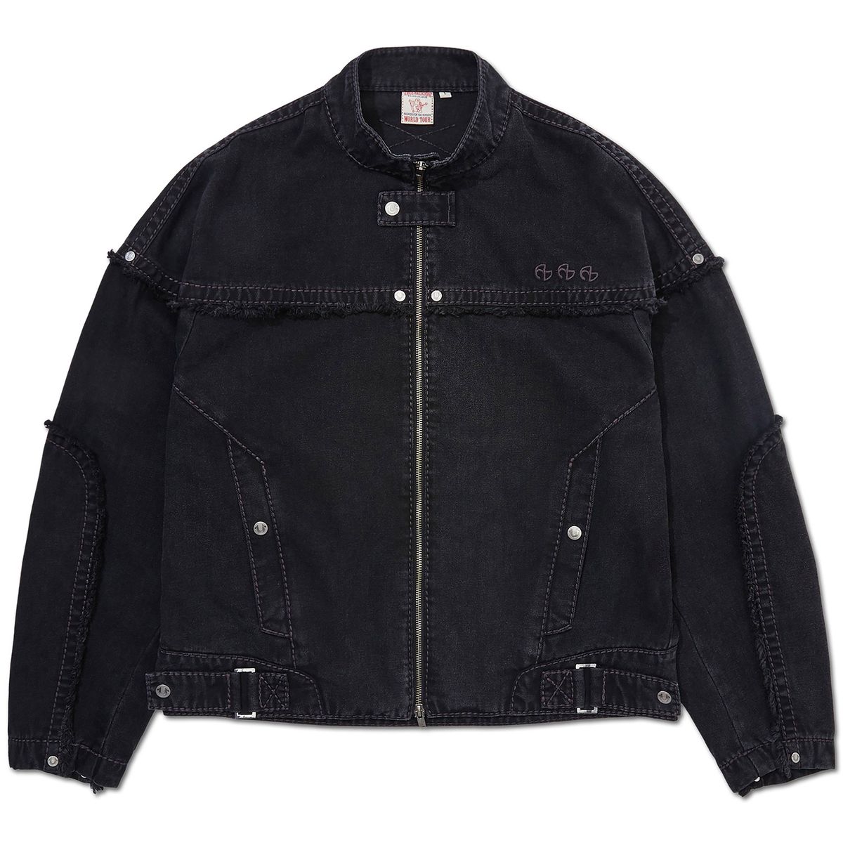노매뉴얼(NOMANUAL) NO RELIGION DENIM RIDER JACKET - W.BLACK