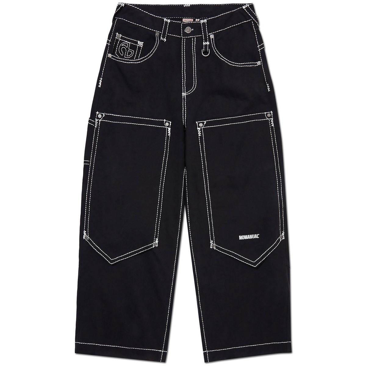 노매뉴얼(NOMANUAL) NO RELIGION DOUBLE KNEE PANTS - BLACK