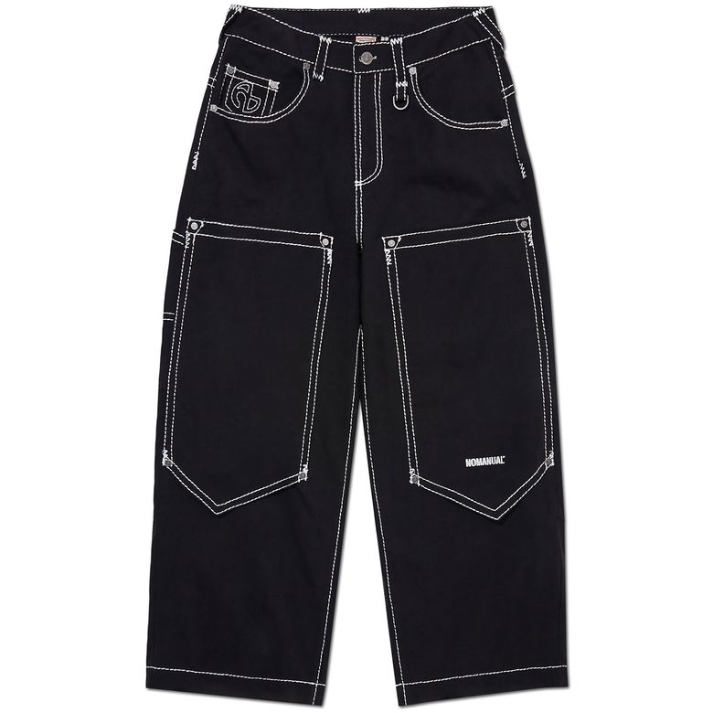 NO RELIGION DOUBLE KNEE PANTS - BLACK