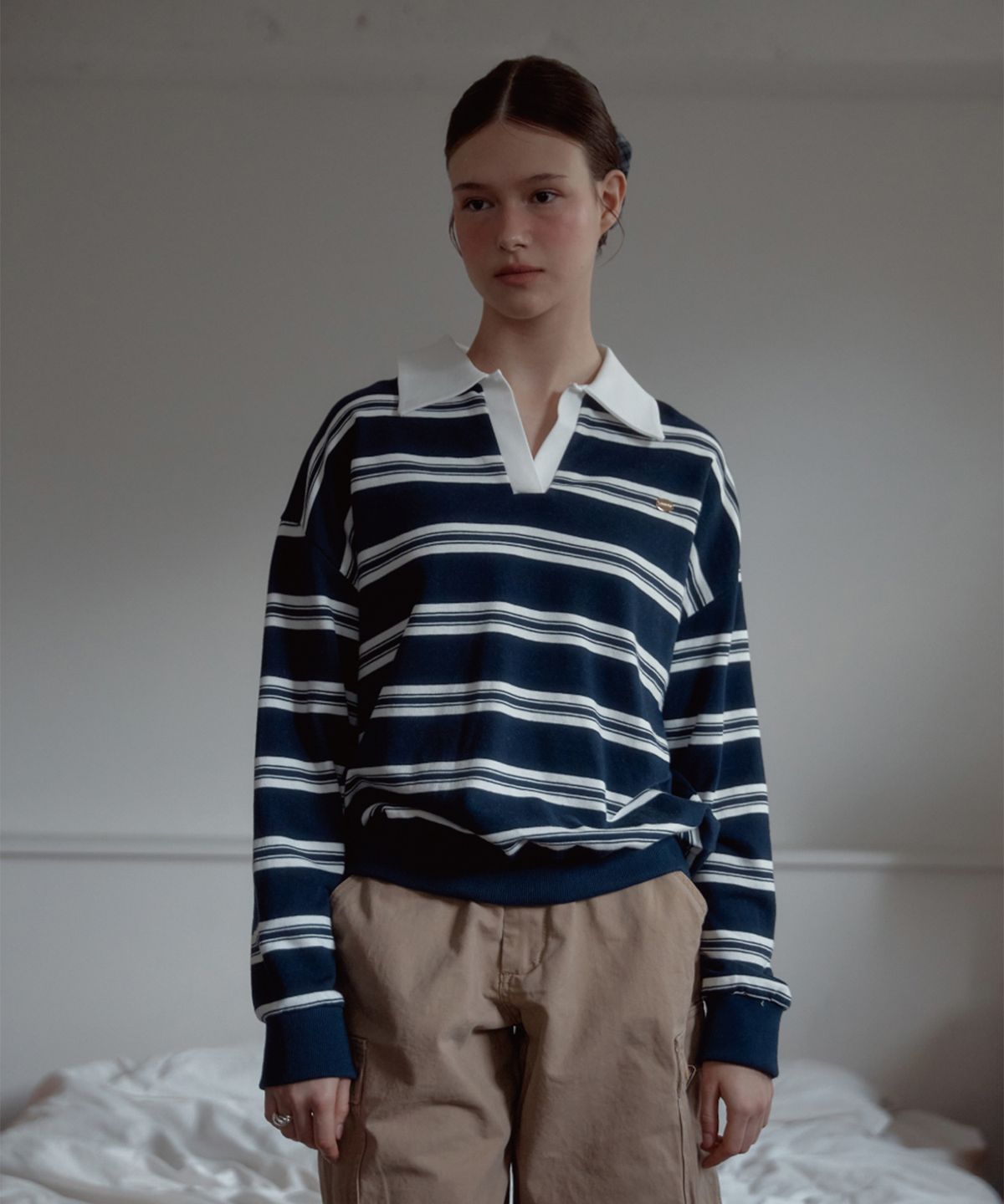 아노에틱(ANOETIC) ANC HOPE STRIPE RUGBY SWEATSHIRTS_NAVY