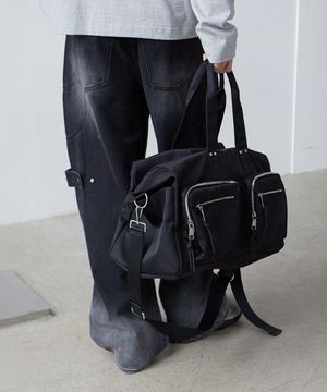 TWO POCKET BOSTON BAG BLACK