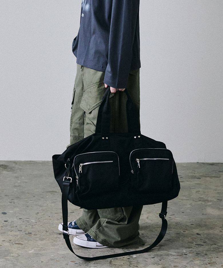 TWO POCKET BOSTON BAG BLACK