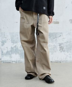 PIN-TUCK WASHED COTTON PANTS BEIGE