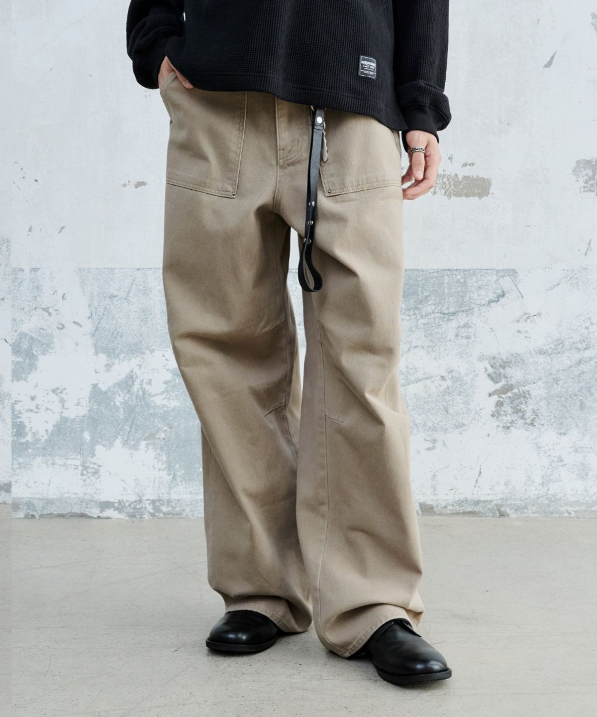 메종미네드(MAISON MINED) PIN-TUCK WASHED COTTON PANTS BEIGE