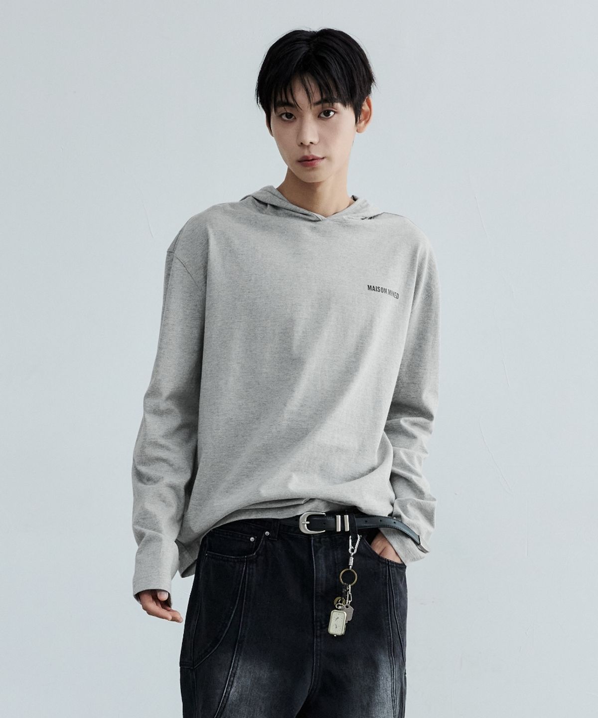 메종미네드(MAISON MINED) MAISON HOODED LONG SLEEVE MELANGE GRAY