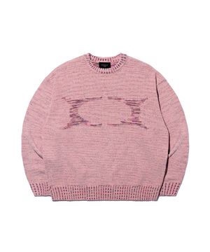 Contrast Knit Sweater Pink