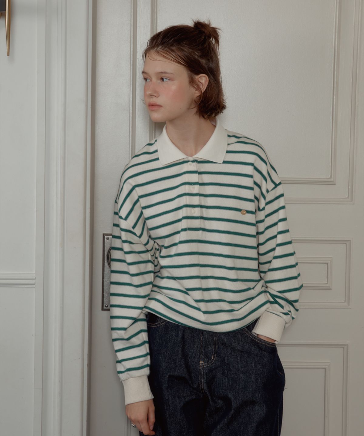 아노에틱(ANOETIC) ANC STRIPE STRING RUGBY SWEATSHIRTS_IVORY