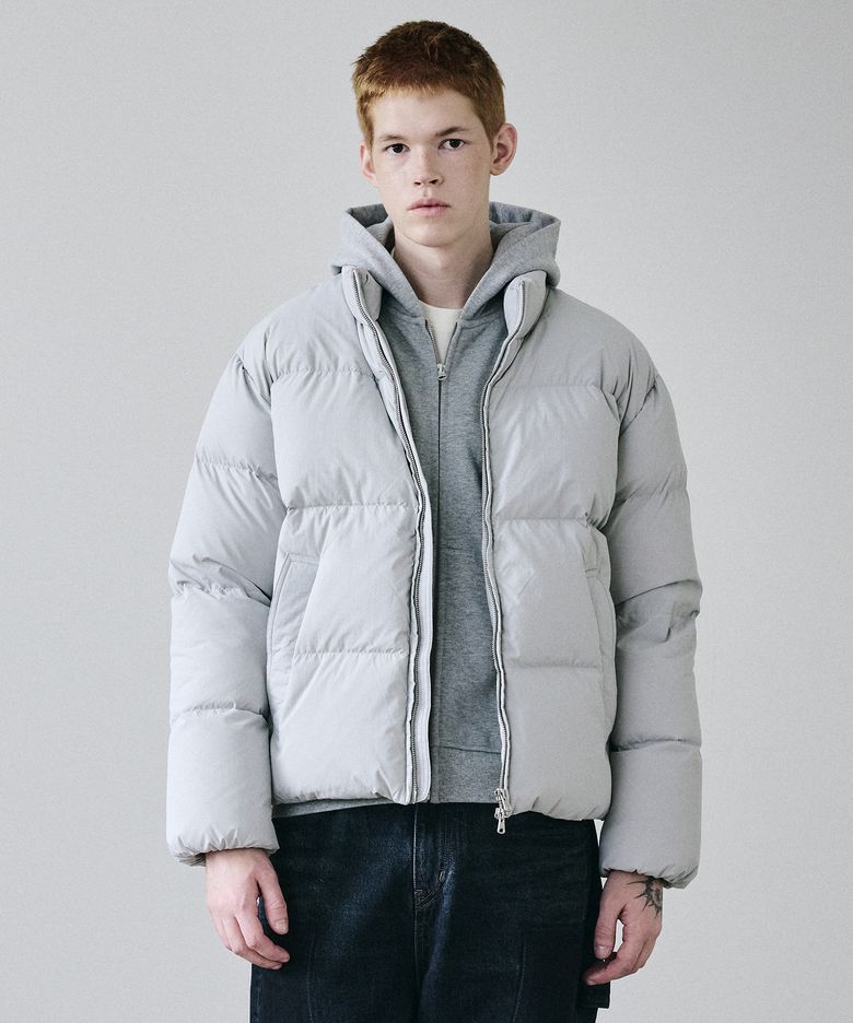 BASIC SHORT PUFFER DOWN JACKET LIGHT GRAY
