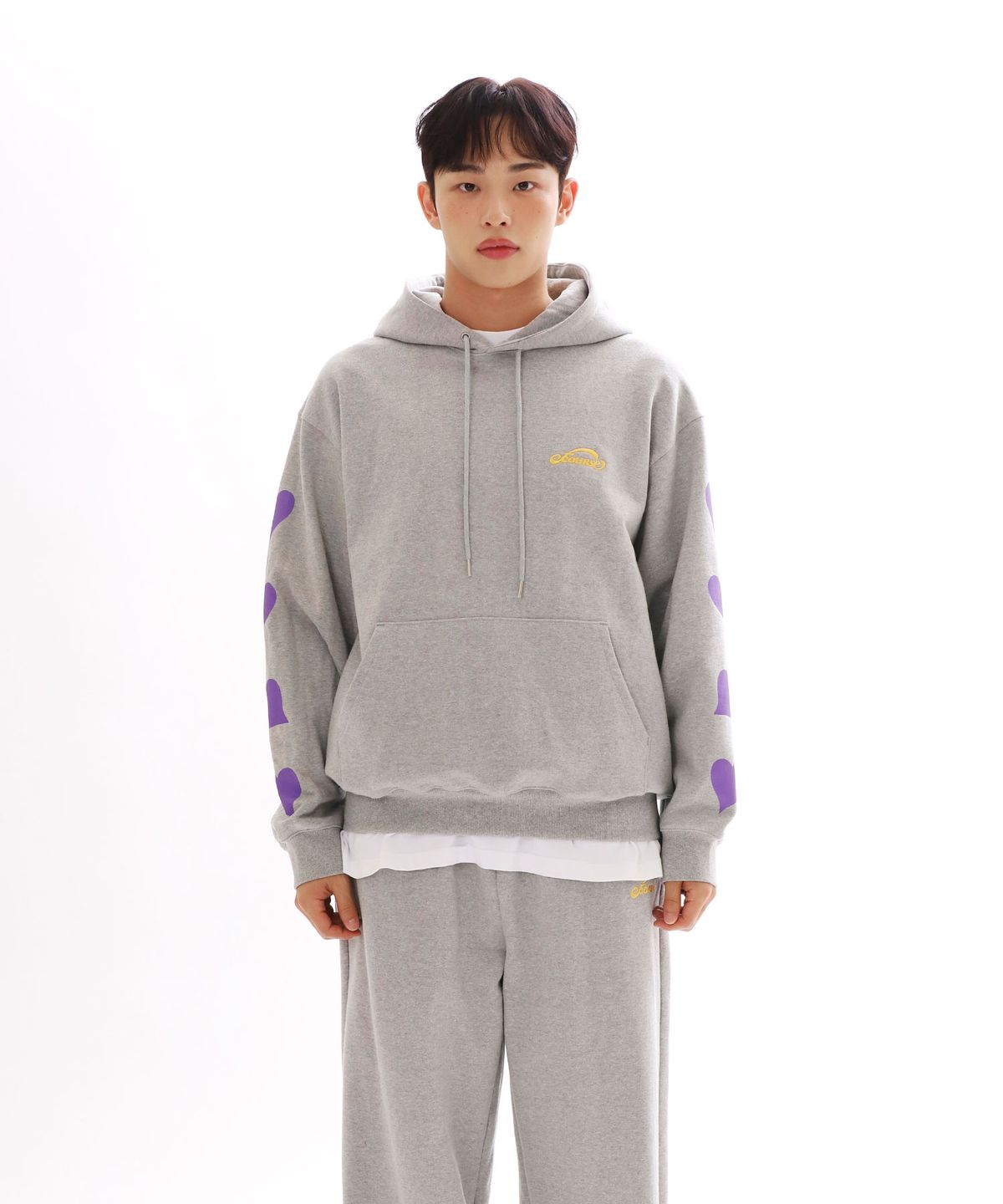 오브콜스와이낫(OFCOURSEWHYNOT) LOVING EMBRACE HOODY_MELANGE GREY