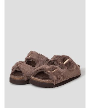 (WOMEN) 퍼 투스트랩 코르크 샌들  브릭 (HH59K2C61C)