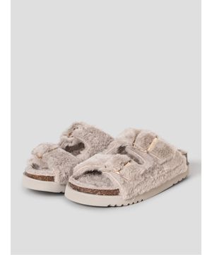 (WOMEN) 퍼 투스트랩 코르크 샌들  브라운 (HH59K2C61D)