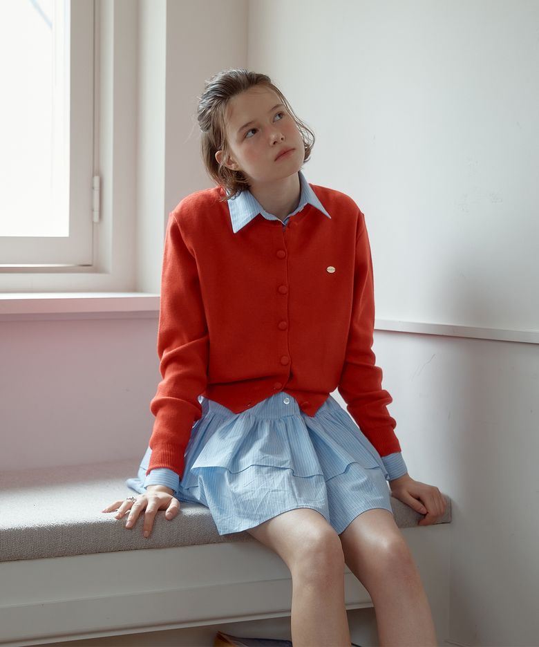 ANC BASIC ROUND CARDIGAN_RED