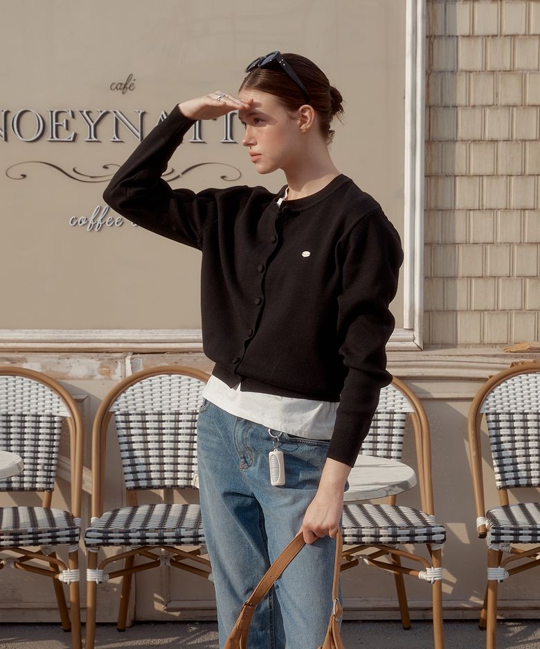 ANC BASIC ROUND CARDIGAN_BLACK