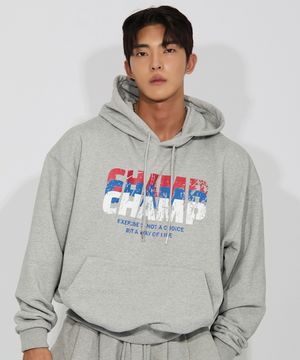 3컬러 챔프 오버핏 후드티_그레이