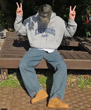 킵고잉 오버 핏 후드티_그레이