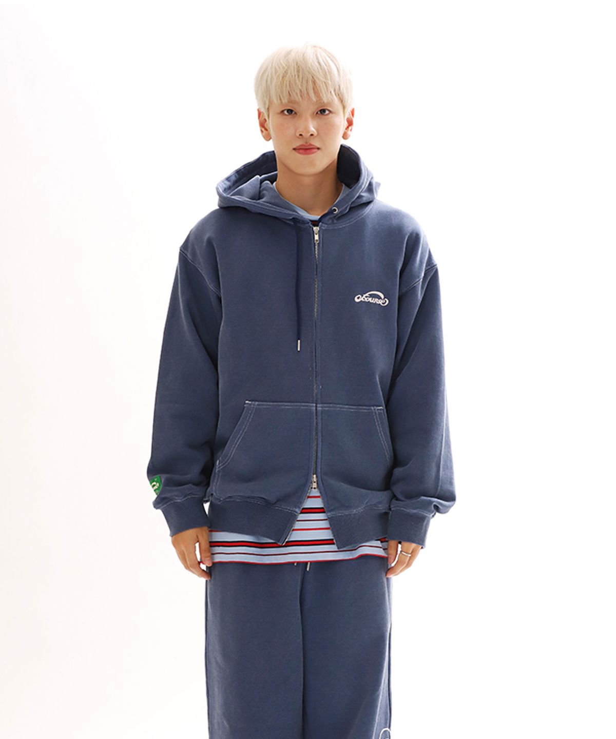 오브콜스와이낫(OFCOURSEWHYNOT) HEARTFELT P/G HOODY ZIP_NAVY
