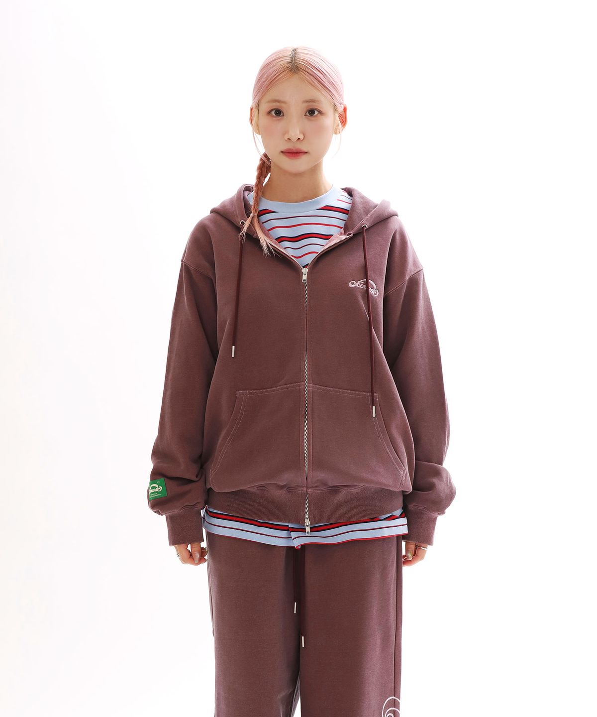 오브콜스와이낫(OFCOURSEWHYNOT) HEARTFELT P/G HOODY ZIP_BURGUNDY