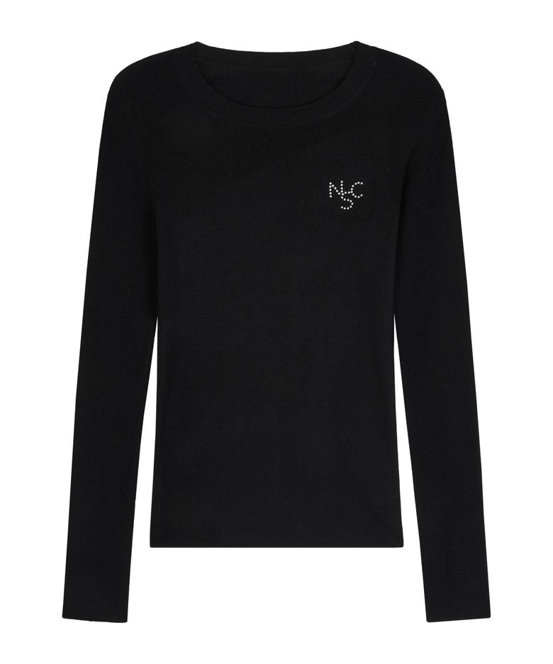 NSC 핫픽스 로고 슬림 니트 (Black)