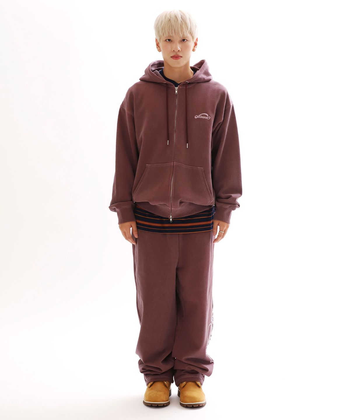 오브콜스와이낫(OFCOURSEWHYNOT) HEARTFELT P/G SWEAT PANTS_BURGUNDY
