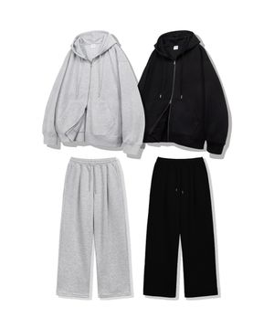 [SET] 무지 2WAY 오버핏 후드집업 와이드 트레이닝팬츠 4 Color [ULZU_4001]