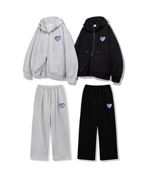 [SET] 아메리칸하트 2WAY 오버핏 후드집업 와이드 트레이닝팬츠 4 Color [ULZU_4002]