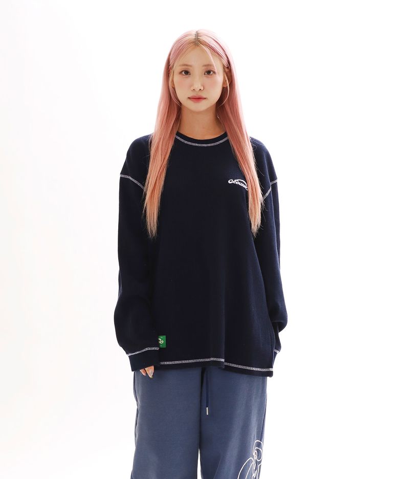 WAFFLE COZY L/S TEE_NAVY