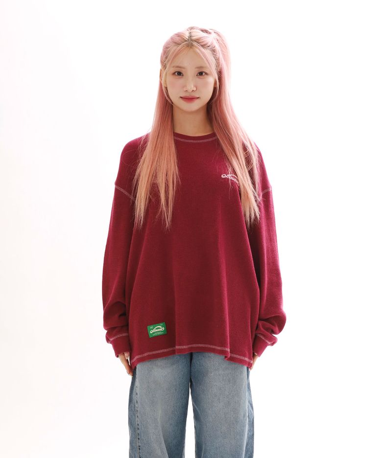 WAFFLE COZY L/S TEE_WINE