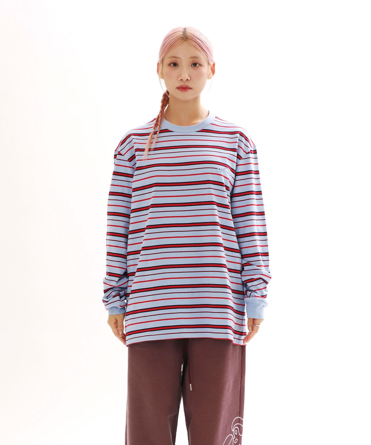 오브콜스와이낫(OFCOURSEWHYNOT) HAPPY LINES L/S TEE_BLUE