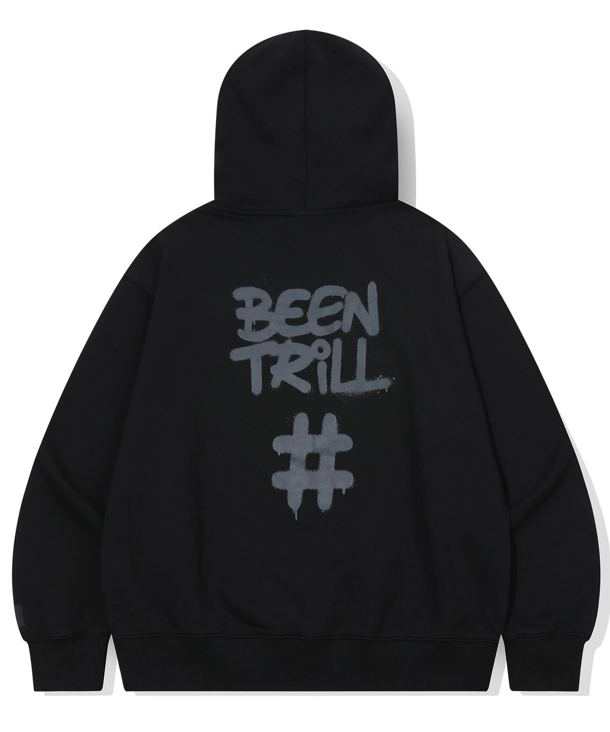 빈트릴(BEENTRILL) 스프레이 해시태그 후드(블랙)