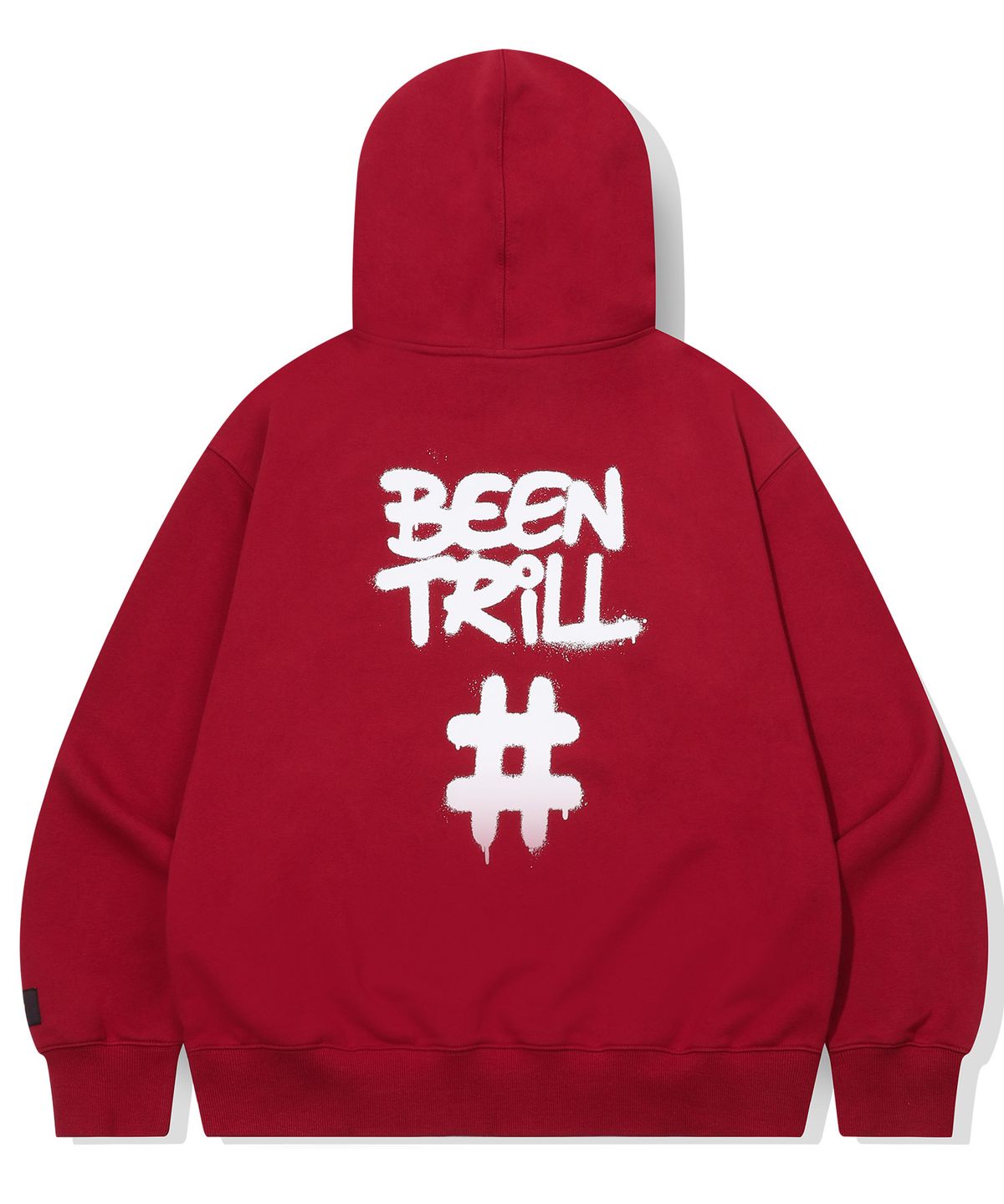 빈트릴(BEENTRILL) 스프레이 해시태그 후드(다크 레드)