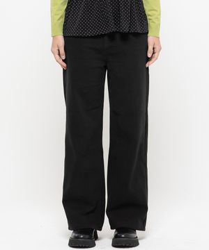 우먼즈 세미 와이드 워싱  데님팬츠[코튼 블랙]