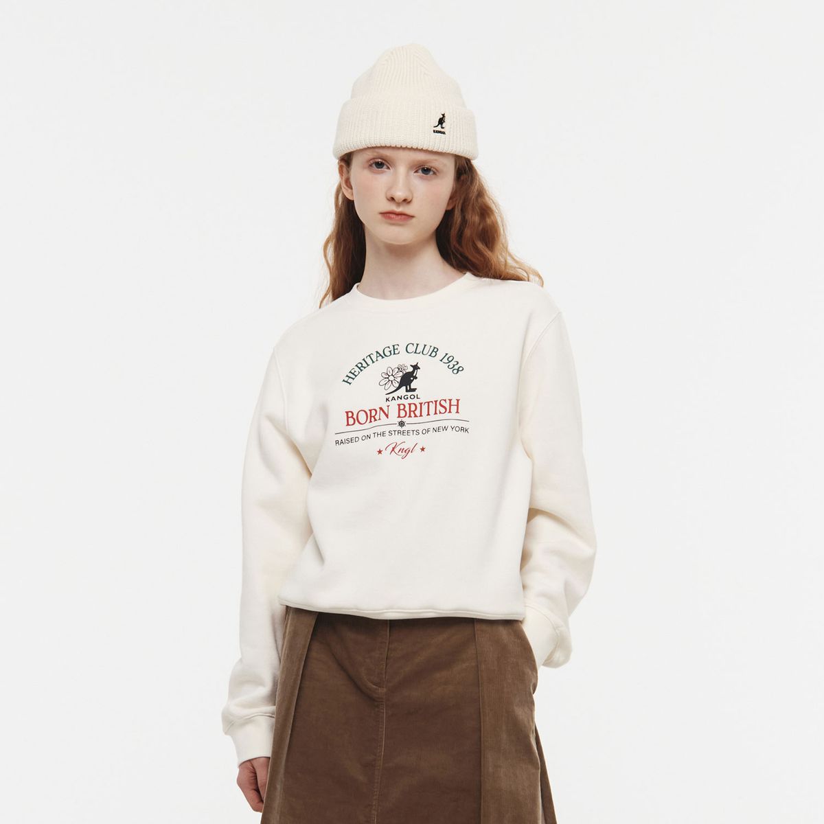 캉골(KANGOL) 우먼스 헤리티지 클럽 스웨트셔츠 1796 아이보리