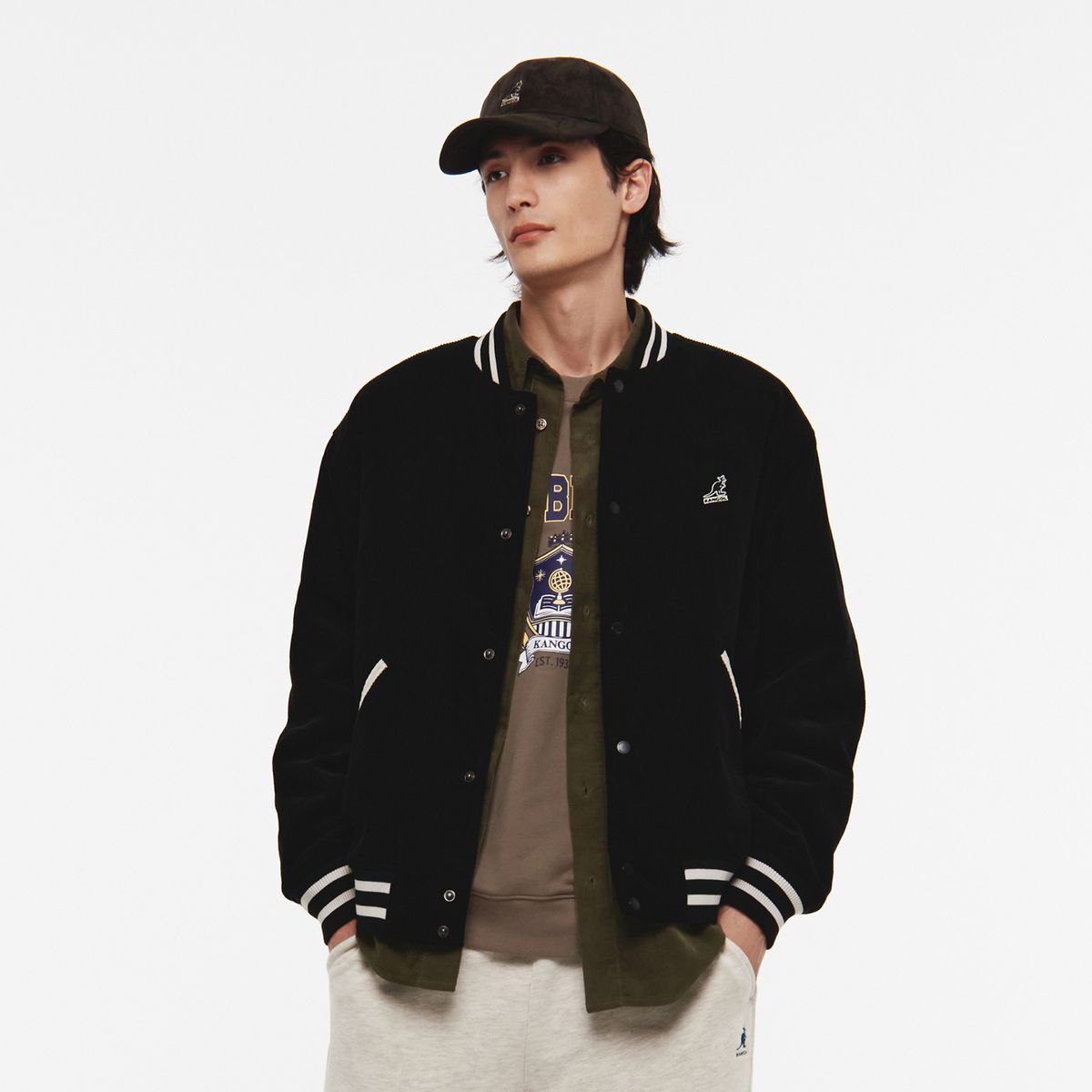 캉골(KANGOL) 코듀로이 바시티 자켓 8554 블랙