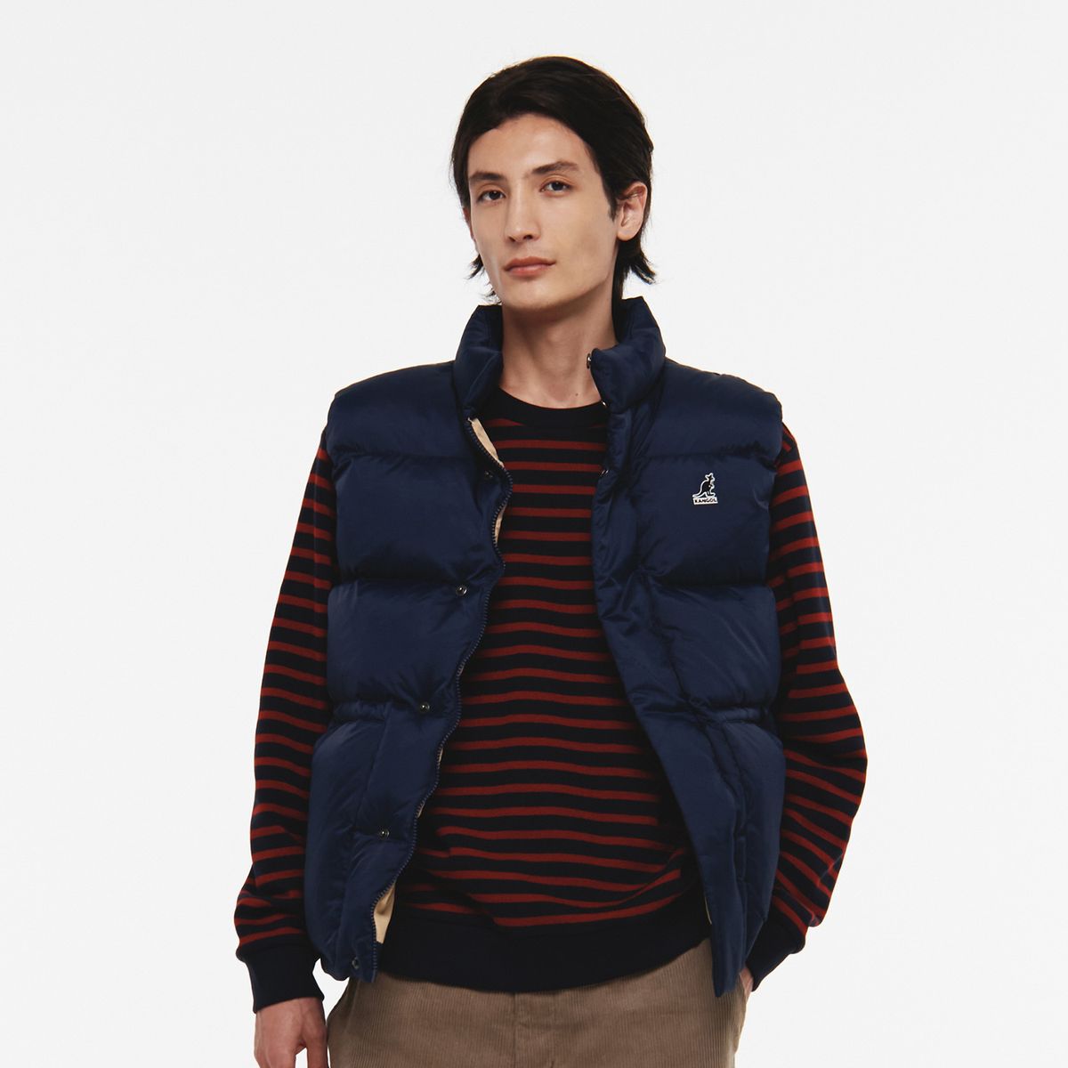캉골(KANGOL) 스탠드칼라 다운 푸퍼 베스트 6141 다크블루