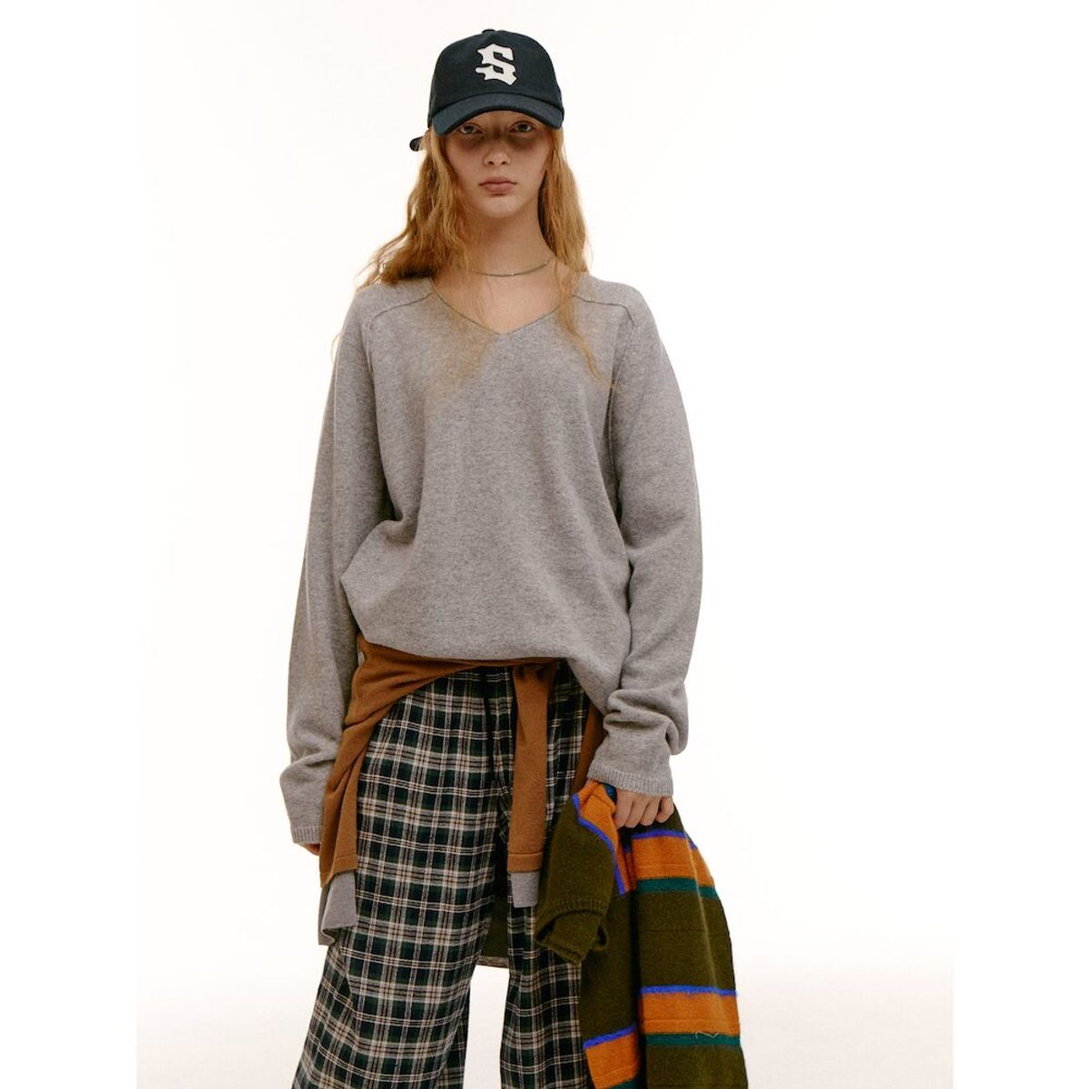 샌드 사운드(SAND SOUND) (UNISEX) 울혼방 뉴핏 아플리케 볼캡  네이비