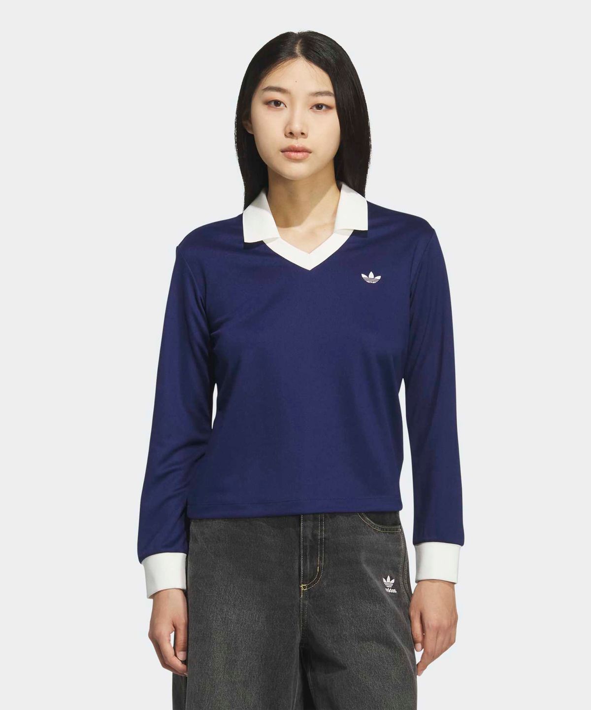 아디다스(ADIDAS) 브이넥 롱 슬리브 티 - 다크블루 / KD1471