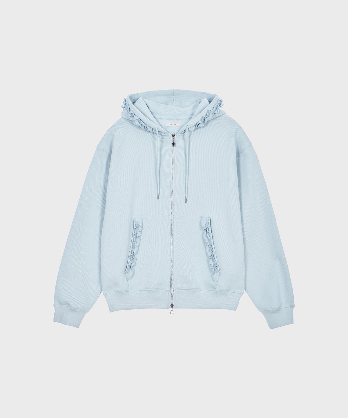 알키알카(ALKI ALKA) Frill Hoodie Zip-up (Light Blue)
