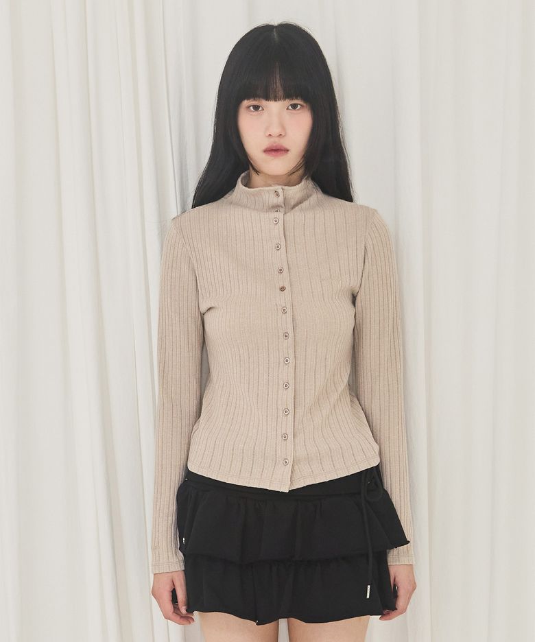 High-neck Long Sleeve (Beige)