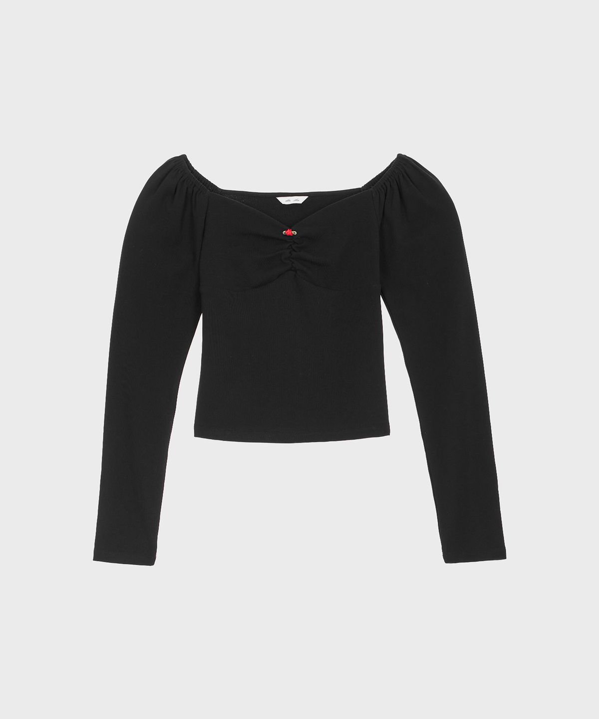 알키알카(ALKI ALKA) Heart-neck Long Sleeve (Black)