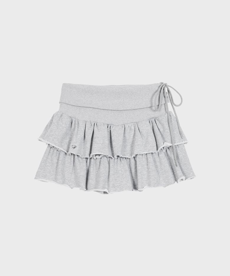 Ruffle Jersey Skirt (Gray)